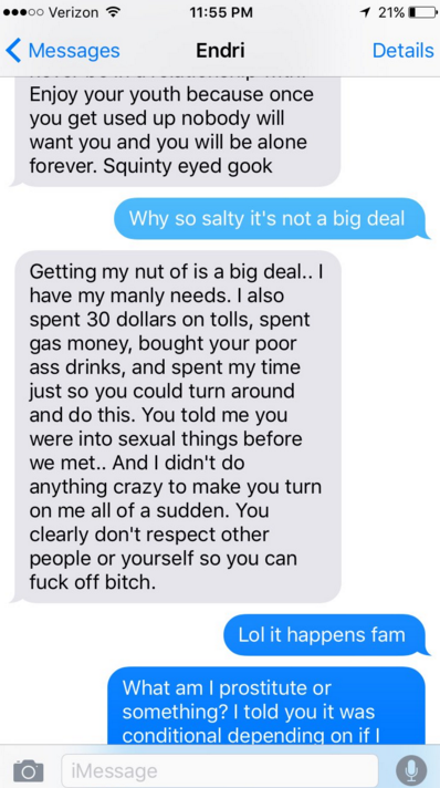 Text message rant